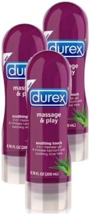 Durex Massage &amp; Play 2 in 1 Massage Gel and Intimate Lubricant, 6.76-Ounce Bottle (Pack of 3)