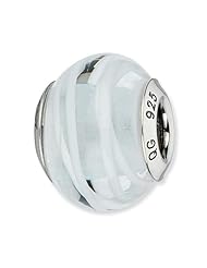 Sterling Silver Reflections Clear with White Stripes Italian Murano Bead