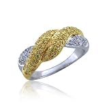 14k Gold White and Yellow Diamond Anniversary Ring Band, Size 7 (GH, SI-I, 0.75 carat)