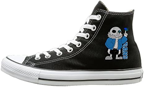 HotChill Sans Undertale Role-playing Comfortable Unisex Flat Canvas High Top Sneaker 35 Black