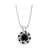 10K White Gold 1/2 ct. Black and White Diamond Pendant with Chain