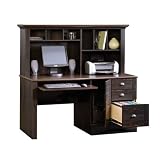 Harbor View Antique Computer Desk with Hutch Antiqued Black Paint