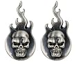 Flaming Skull Earrings - Pewter - 0.75'' Height
