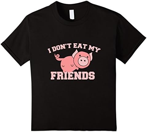 Kids I don't eat my friends shirt vegan I love pigs t-shirt  10 Black
