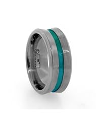 9mm Gray Titanium Concave Ring with Colored Anodized Color Inlay