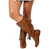Womens Mid Calf Flat Brown Riding Boots Sizes 3-8