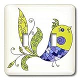 IMAGE OF TNMGraphics Animals - Little Green and Blue Bird - Light Switch Covers - double toggle switch