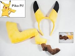 Pokemon Pikachu Plush Tail + Ears Adult Cosplay Costume 