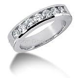 14K White Gold Men's Round Cut Diamond Wedding Band (1.12ct.tw, HI Color, SI2-3 Clarity)