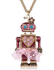 Betsey Johnson "Terrific Tutus" Robot Tutu Long Pendant Necklace, 30"