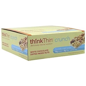 Crunch Bar- White Chocolate Dipped Mixed Nuts- Box Think Thin 10 Bars 1 Box