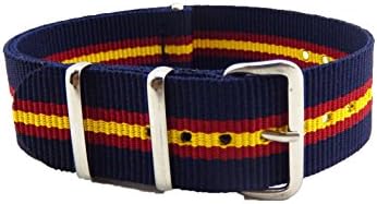 MetaStrap 18mm Nylon Strap Zulu Watch Band with Yellow&Red&Blue Striped Style