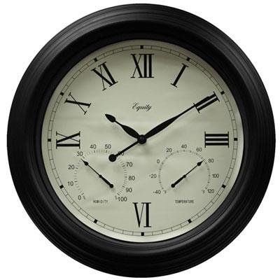 La Crosse Technologies 27906 Wall Clock Analog-Quartz Metal Black Glass Lens Humidity Display