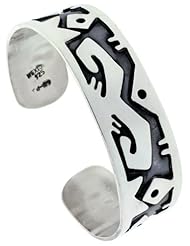 Sterling Silver Hopi design Cuff Bangle Bracelet 3/4 inch wide,