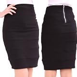 Womens Black Bodycon Pencil Ladies Skirt Size 8-14