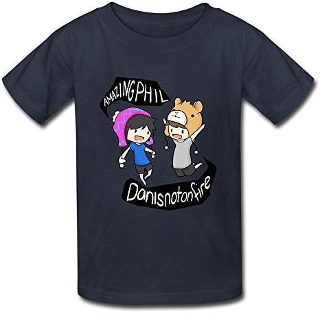 T4MLT Childen Amazing Danisnotonfire Cartoon Role T Shirt-Classic Navy