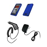 Motorola Droid X MB810 – Premium Blue Soft Silicone Gel Skin Cover Case + Rapid Car Charger + Wall Travel Home Charger for Motorola Droid X MB810