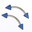 316L S. Steel Eyebrow with Blue Miracle Coat Cone Ends, 16G - 5/16" Wire - 3x3mm (Sold As Pair)