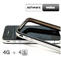 Schutzh&uuml;lle f&uuml;r iPhone 4S und iPhone 4..::: SCHWARZ - WEISS :::.. mit METALLBUTTON