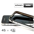Schutzh�lle f�r iPhone 4S und iPhone 4..::: SCHWARZ - WEISS :::.. mit METALLBUTTON