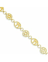 Genuine 14K Yellow Gold Chai & Star Of David Bracelet 7 Inches 6 Grams Of Gold 100% Satisfaction Guaranteed.