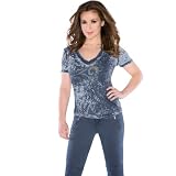 Touch by Alyssa Milano St. Louis Rams Womens Fade Route Low V-Neck T-Shirt Large