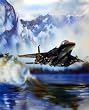 F-15 (Over Water) Art Poster Print - 16x20