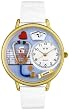 Whimsical Watches Unisex Nurse Gold G0620013 White Leather Analog Quartz Watch with White Dial