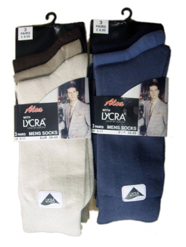 6 Pairs Mens Fashion Colours Cotton Lycra Socks 