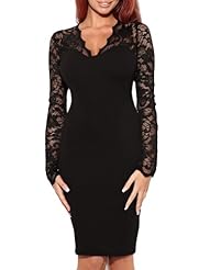 Long Sleeves Floral Print Lace Above the Knee Bridesmaid Dress/Wedding Dress/Midi Dress 