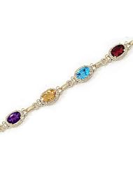 14kt Yellow Gold Oval Multi Color Bracelet.