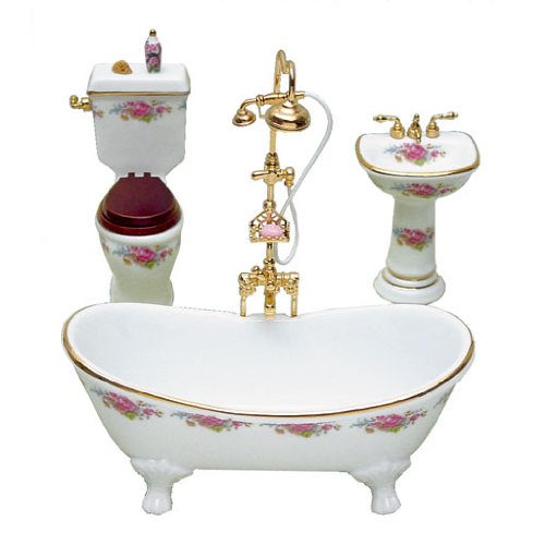 Dollhouse Miniature 6-Pc. Dresden Rose Bathroom Set