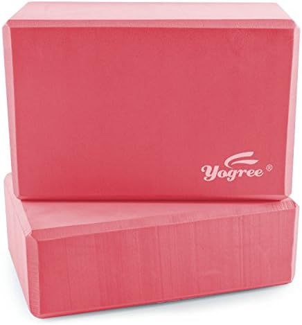 Yogree Yoga Blocks, 9"x6"x4" - High Density EVA Foam Brick Provides Stability Balance &amp; Support, Improve Strength and Deepen Poses - Great for Yoga, Pilates, Workout, Fitness &amp; Gym (Rose Red, 2-PC)
