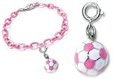 CHARM IT! 3-d Pink Soccer Ball Charm & PINK Link Bracelet Set