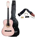 Austin Bazaar 38" Pink Acoustic Guitar with Accessories