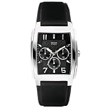 GUESS Men's Black Leather Multifunction-Dial Watch