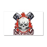22 x 14 Wall Vinyl Sticker King of the Road Skull Flames and Pistons