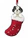 Shih Tzu Resin Christmas Stocking Ornament with 