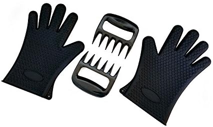 Smokey Paws Silicone Heat Resistant Cooking Gloves and Bear Claw Meat Shredder Combo Pack