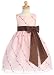 Pink and Brown Embroidered Organza Dress with Contrasting Bow and Sash - Size 6-12 Months