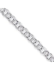 8 Inch 14k Gold White Gold Double Link Charm Bracelet