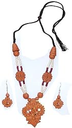 Indian Jewelry Terracota Necklace and Earings (mnklcs018)
