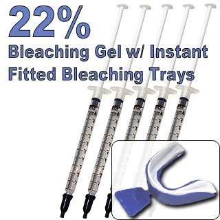 Teeth Whitening - 5 Syringes of 22% Carbamide Peroxide Gel with Durabrite Bleaching Trays