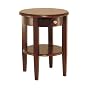 Winsome Wood Round End Table with Drawer and Shelf, Antique Walnut