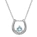 10k White Gold Aquamarine & Diamond Horseshoe Pendant (.01 cttw, I-J Color, I1 Clarity), 17\