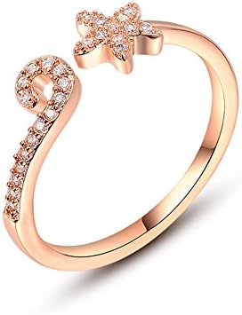 MagicGo Women's Stars Hook Rose Gold Plated With Genuine Austrian Crystal Opening Ring