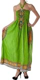 Tradtional Ethnic Print Sleeveless Halter Neck Smocked Top Long Dress