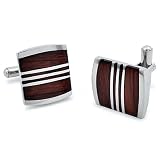 Stainless Steel Red Wood Cuff Links