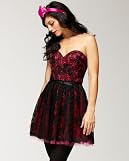Floral Lace Strapless Party Dress