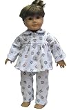 White Pajamas with Pink and Blue Teddy Bear Print. Fits 18" Dolls like American Girl®